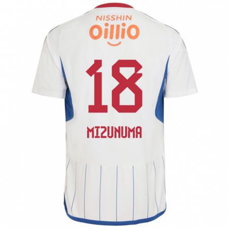 Kandiny Gyermek Kota Mizunuma #18 Fehér Kék Piros Idegenbeli Jersey 2024/25 Mez Póló Ing