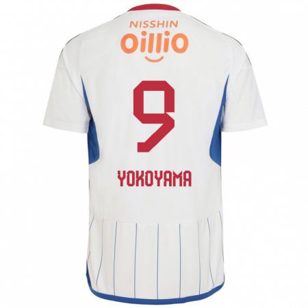 Kandiny Gyermek Shunsuke Yokoyama #9 Fehér Kék Piros Idegenbeli Jersey 2024/25 Mez Póló Ing