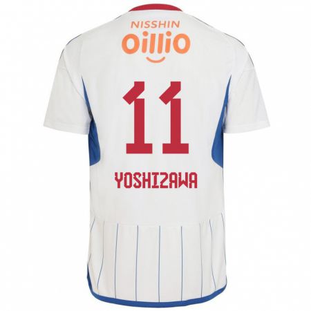 Kandiny Gyermek Mirai Yoshizawa #11 Fehér Kék Piros Idegenbeli Jersey 2024/25 Mez Póló Ing