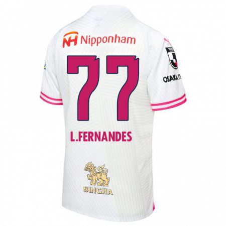 Kandiny Gyermek Lucas Fernandes #77 Fehér Rózsaszín Idegenbeli Jersey 2024/25 Mez Póló Ing