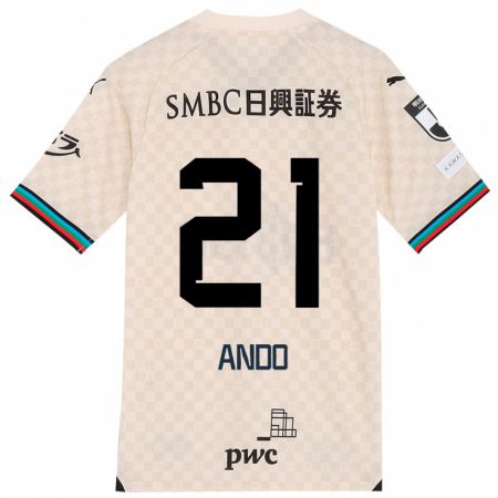 Kandiny Gyermek Shunsuke Ando #21 Fehér Szürke Idegenbeli Jersey 2024/25 Mez Póló Ing