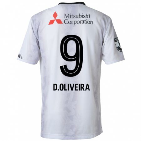 Kandiny Gyermek Diego Oliveira #9 Fehér Fekete Idegenbeli Jersey 2024/25 Mez Póló Ing