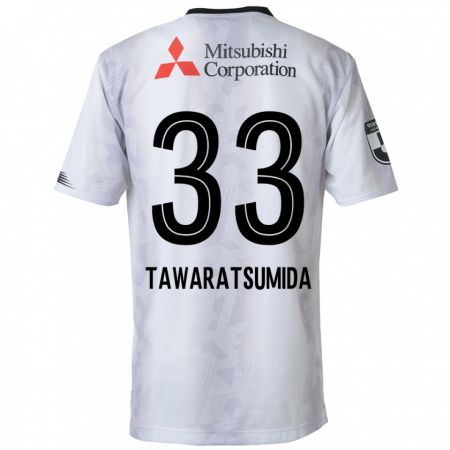 Kandiny Gyermek Kota Tawaratsumida #33 Fehér Fekete Idegenbeli Jersey 2024/25 Mez Póló Ing