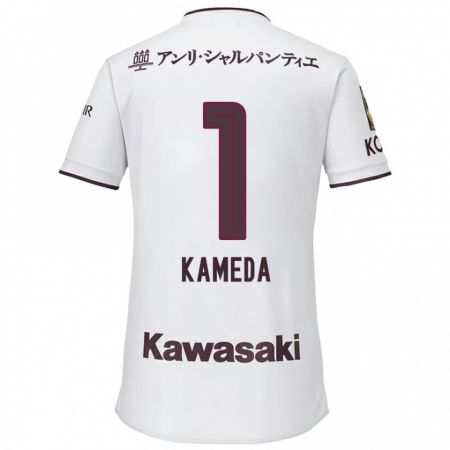 Kandiny Gyermek Taiga Kameda #1 Fehér Piros Idegenbeli Jersey 2024/25 Mez Póló Ing