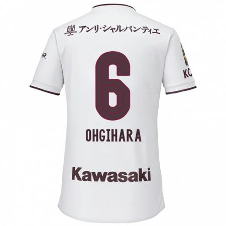 Kandiny Gyermek Takahiro Ogihara #6 Fehér Piros Idegenbeli Jersey 2024/25 Mez Póló Ing