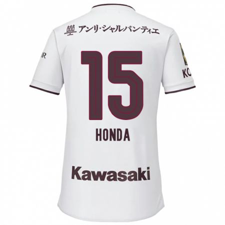 Kandiny Gyermek Yuki Honda #15 Fehér Piros Idegenbeli Jersey 2024/25 Mez Póló Ing