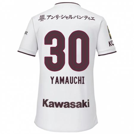 Kandiny Gyermek Kakeru Yamauchi #30 Fehér Piros Idegenbeli Jersey 2024/25 Mez Póló Ing