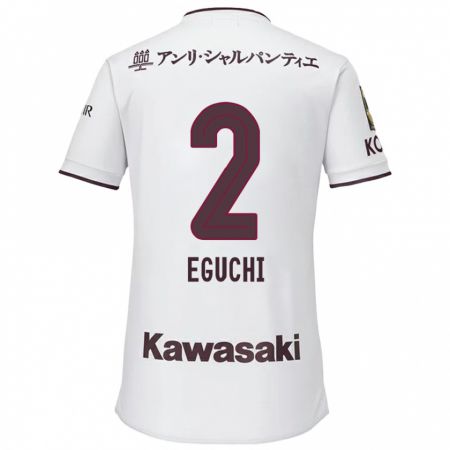 Kandiny Gyermek Takuma Eguchi #2 Fehér Piros Idegenbeli Jersey 2024/25 Mez Póló Ing