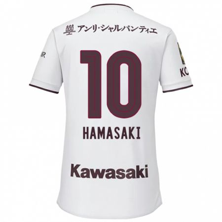 Kandiny Gyermek Kento Hamasaki #10 Fehér Piros Idegenbeli Jersey 2024/25 Mez Póló Ing