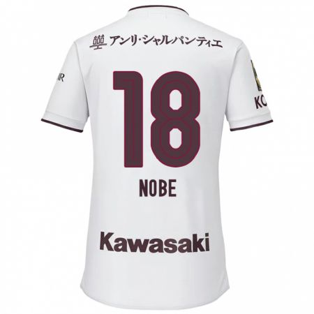 Kandiny Gyermek Tomohiro Nobe #18 Fehér Piros Idegenbeli Jersey 2024/25 Mez Póló Ing