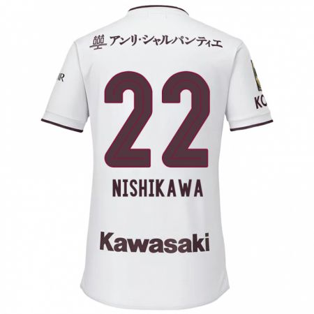 Kandiny Gyermek Aiku Nishikawa #22 Fehér Piros Idegenbeli Jersey 2024/25 Mez Póló Ing