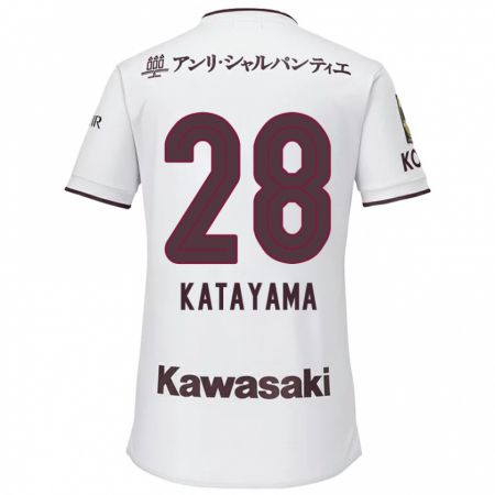 Kandiny Gyermek Kota Katayama #28 Fehér Piros Idegenbeli Jersey 2024/25 Mez Póló Ing