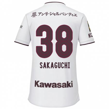 Kandiny Gyermek Yuki Sakaguchi #38 Fehér Piros Idegenbeli Jersey 2024/25 Mez Póló Ing