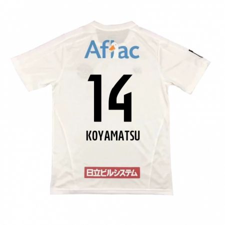 Kandiny Gyermek Tomoya Koyamatsu #14 Fehér Fekete Idegenbeli Jersey 2024/25 Mez Póló Ing