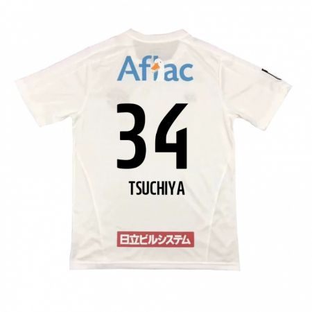 Kandiny Gyermek Takumi Tsuchiya #34 Fehér Fekete Idegenbeli Jersey 2024/25 Mez Póló Ing