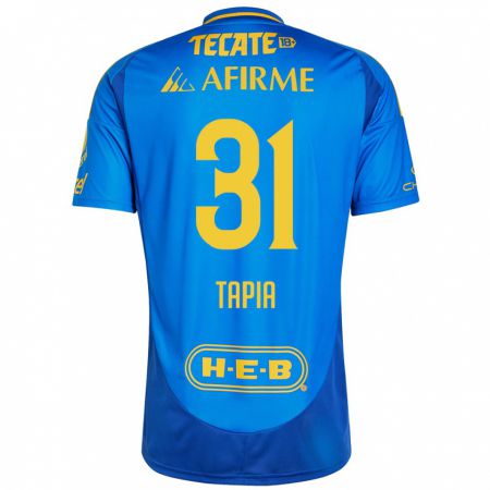 Kandiny Gyermek Fernando Tapia #31 Kék Sárga Idegenbeli Jersey 2024/25 Mez Póló Ing