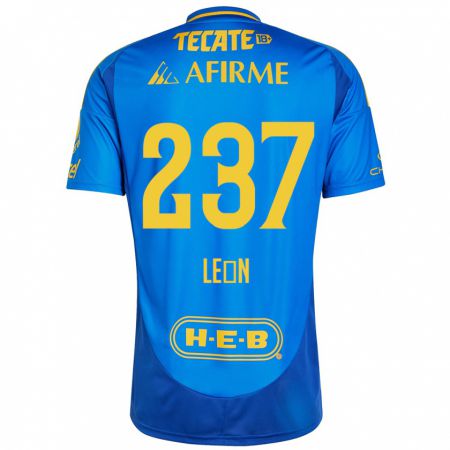 Kandiny Gyermek Gabriel León #237 Kék Sárga Idegenbeli Jersey 2024/25 Mez Póló Ing