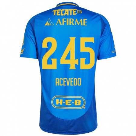 Kandiny Gyermek Kevin Acevedo #245 Kék Sárga Idegenbeli Jersey 2024/25 Mez Póló Ing