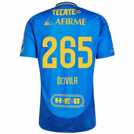 Kandiny Gyermek Emiliano Dávila #265 Kék Sárga Idegenbeli Jersey 2024/25 Mez Póló Ing