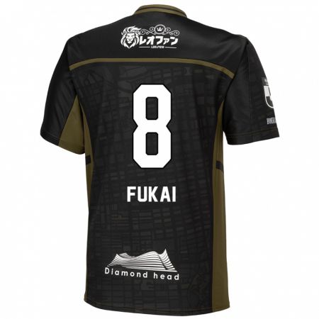 Kandiny Gyermek Kazuki Fukai #8 Fekete Zöld Idegenbeli Jersey 2024/25 Mez Póló Ing