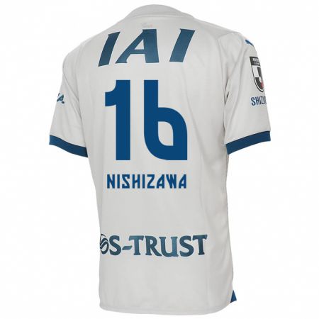 Kandiny Gyermek Kenta Nishizawa #16 Fehér Kék Idegenbeli Jersey 2024/25 Mez Póló Ing