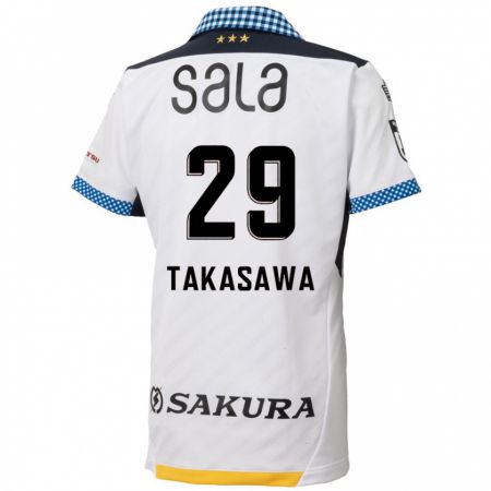 Kandiny Gyermek Kaito Takasawa #29 Fehér Fekete Idegenbeli Jersey 2024/25 Mez Póló Ing