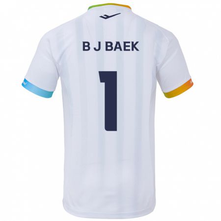 Kandiny Gyermek Jong-Beom Baek #1 Fehér Kék Idegenbeli Jersey 2024/25 Mez Póló Ing