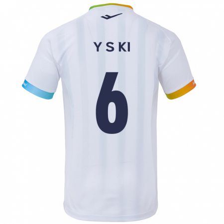 Kandiny Gyermek Sung-Yueng Ki #6 Fehér Kék Idegenbeli Jersey 2024/25 Mez Póló Ing