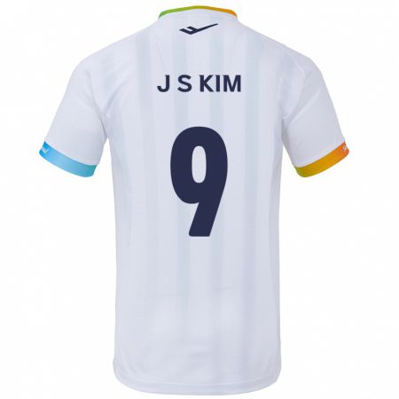 Kandiny Gyermek Shin-Jin Kim #9 Fehér Kék Idegenbeli Jersey 2024/25 Mez Póló Ing