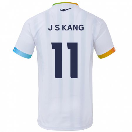 Kandiny Gyermek Seong-Jin Kang #11 Fehér Kék Idegenbeli Jersey 2024/25 Mez Póló Ing