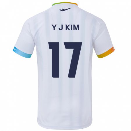 Kandiny Gyermek Jin-Ya Kim #17 Fehér Kék Idegenbeli Jersey 2024/25 Mez Póló Ing