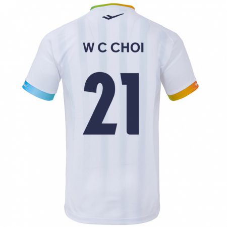 Kandiny Gyermek Cheol-Won Choi #21 Fehér Kék Idegenbeli Jersey 2024/25 Mez Póló Ing