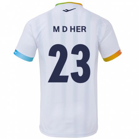 Kandiny Gyermek Dong-Min Her #23 Fehér Kék Idegenbeli Jersey 2024/25 Mez Póló Ing