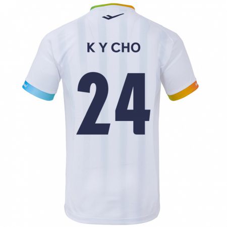 Kandiny Gyermek Young-Kwang Cho #24 Fehér Kék Idegenbeli Jersey 2024/25 Mez Póló Ing