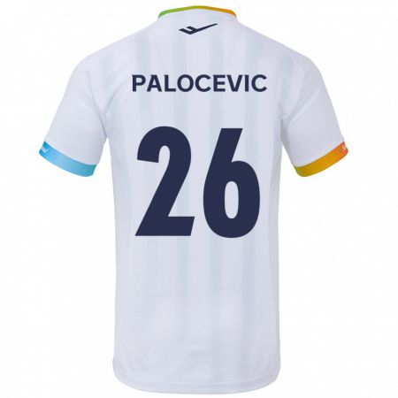 Kandiny Gyermek Aleksandar Palocevic #26 Fehér Kék Idegenbeli Jersey 2024/25 Mez Póló Ing