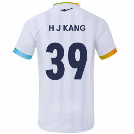 Kandiny Gyermek Ju-Hyeok Kang #39 Fehér Kék Idegenbeli Jersey 2024/25 Mez Póló Ing