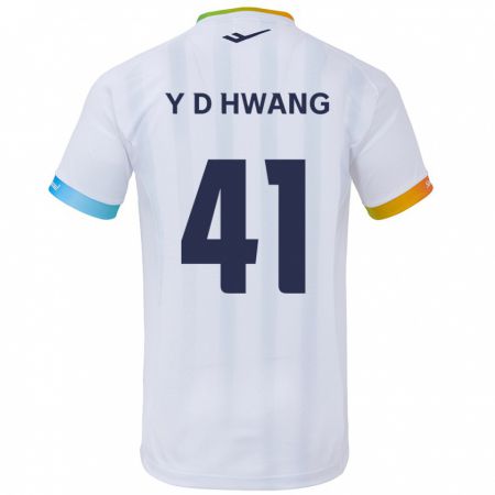 Kandiny Gyermek Do-Yoon Hwang #41 Fehér Kék Idegenbeli Jersey 2024/25 Mez Póló Ing