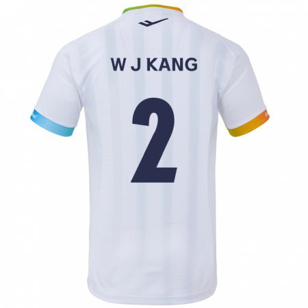 Kandiny Gyermek Jae-Won Kang #2 Fehér Kék Idegenbeli Jersey 2024/25 Mez Póló Ing