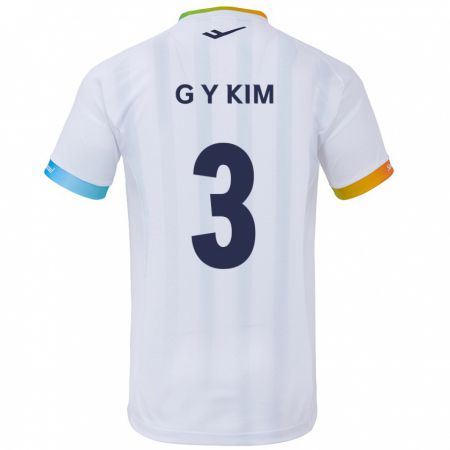 Kandiny Gyermek Yu-Geon Kim #3 Fehér Kék Idegenbeli Jersey 2024/25 Mez Póló Ing