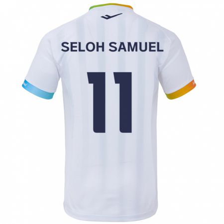 Kandiny Gyermek Gbato Seloh Samuel #11 Fehér Kék Idegenbeli Jersey 2024/25 Mez Póló Ing