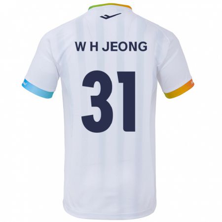 Kandiny Gyermek Hyun-Woong Jeong #31 Fehér Kék Idegenbeli Jersey 2024/25 Mez Póló Ing