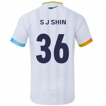 Kandiny Gyermek Ji-Seop Shin #36 Fehér Kék Idegenbeli Jersey 2024/25 Mez Póló Ing