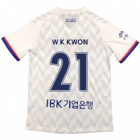 Kandiny Gyermek Kyung-Won Kwon #21 Fehér Kék Idegenbeli Jersey 2024/25 Mez Póló Ing