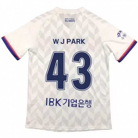 Kandiny Gyermek Jin-Woo Park #43 Fehér Kék Idegenbeli Jersey 2024/25 Mez Póló Ing