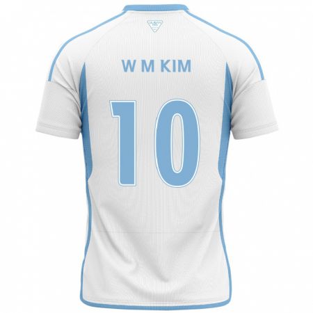 Kandiny Gyermek Min-Woo Kim #10 Fehér Kék Idegenbeli Jersey 2024/25 Mez Póló Ing