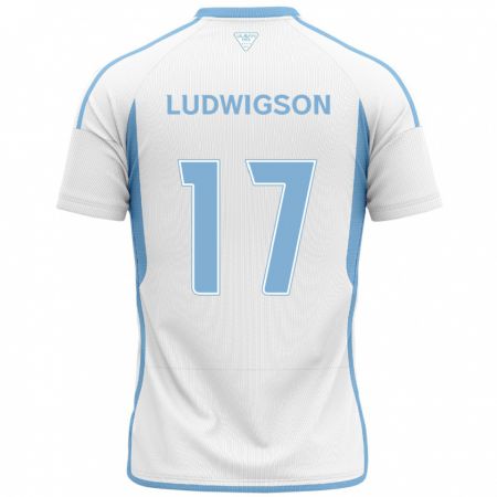 Kandiny Gyermek Gustav Ludwigson #17 Fehér Kék Idegenbeli Jersey 2024/25 Mez Póló Ing