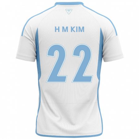 Kandiny Gyermek Min-Hyuk Kim #22 Fehér Kék Idegenbeli Jersey 2024/25 Mez Póló Ing