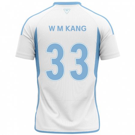 Kandiny Gyermek Min-Woo Kang #33 Fehér Kék Idegenbeli Jersey 2024/25 Mez Póló Ing