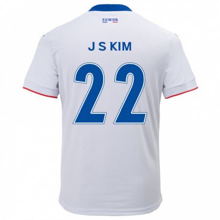 Kandiny Gyermek Sang-Jun Kim #22 Fehér Kék Idegenbeli Jersey 2024/25 Mez Póló Ing