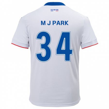 Kandiny Gyermek Ji-Min Park #34 Fehér Kék Idegenbeli Jersey 2024/25 Mez Póló Ing